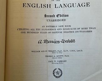1943 Webster's New International Dictionary Second Edition