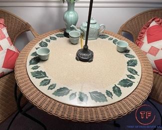 Wicker and Wrought Iron Bistro Style Patio Set