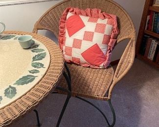 Wicker and Wrought Iron Bistro Style Patio Set