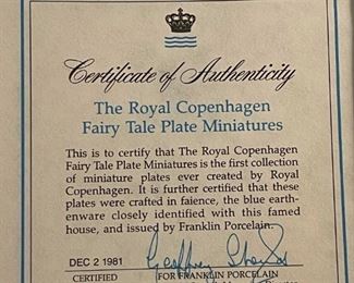 Complete Set - Royal Copenhagen Fairy Tale Plate Miniatures - Franklin Porcelain