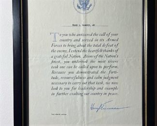 HARRY TRUMAN Signed Letter