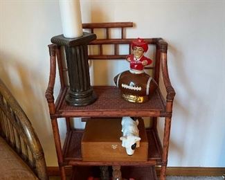 Rattan Side Table and Display Shelving Unit