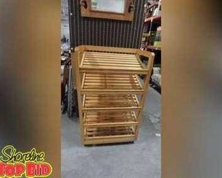 5Tier Solid Oak Display Cart on Wheels