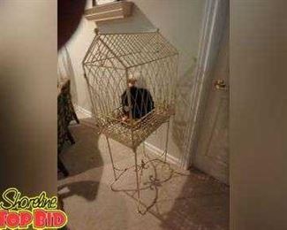 Antique Wrought Iron Bird Cage Dcor