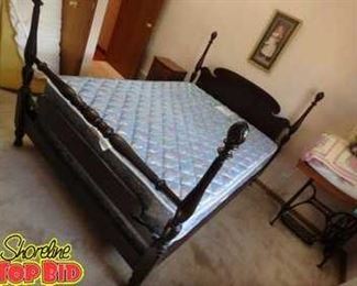 Mahogany FullSize Bed with Box Spring and Mattress, Good Condition