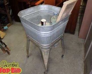 Vintage Washtub with Stand and Accessories