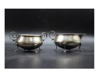 Antique Cream and Sugar Sterling Silver Footed Teaware