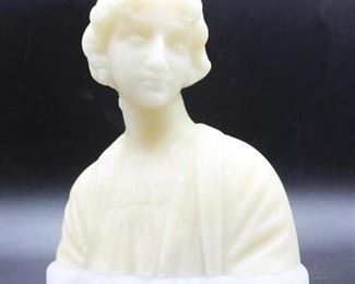 Antique Vintage Art Nouveau Commoner Woman Alabaster Figurine Bust