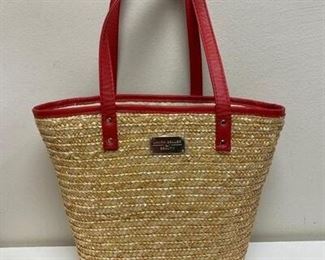 Laura Geller Beauty Woven Straw Tote Bag