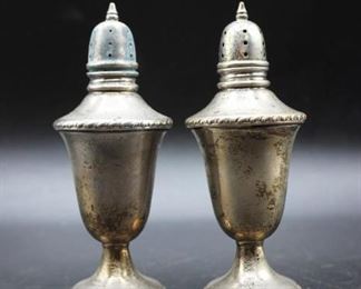 Pair of Antique Weighted Sterling Silver Salt Pepper Shakers