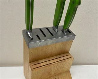 Retro Wolfgang Puck Green Handle Kitchen Knives Set