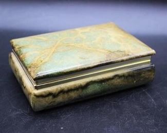 Vintage Desktop Green Marble Trinket Case