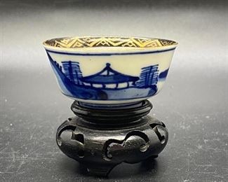 Vintage Japanese Miniature Bowl Salt Cellar with Stand