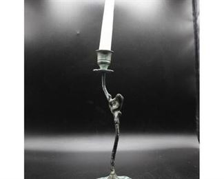 Vintage Metal Frog Lily Pad Base Decorative Candlestick Holder