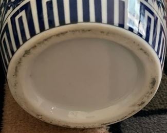 Porcelain Chinoiserie Bucket with Faux Flower Arrangement. Measures 12"H x 7"W. Photo 4 of 4.