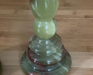Italian Green Onyx Candleholders. Photo 3 of 4.