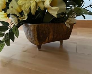 Faux Floral Arrangement in Earthenware Planter. Photo 2 of 2.