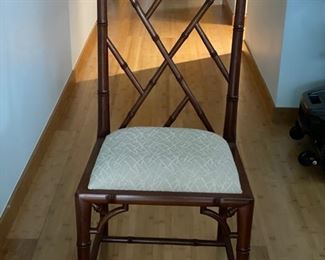 Set of 8 Vintage Hand-Carved Chinese Chippendale Faux Bamboo Dining Chairs. Set includes 2 Arm Chairs.  18" Seat Height. Photo 1 of 7. 