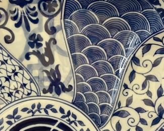 Vintage Chinese Blue & White Porcelain Plate. Measures 19" D. Photo 2 of 3.