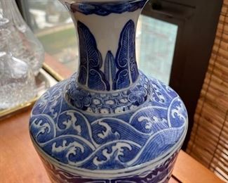 Chinese Chinoiserie Vase. Measures 15"H x 6" W. Photo 3 of 5.