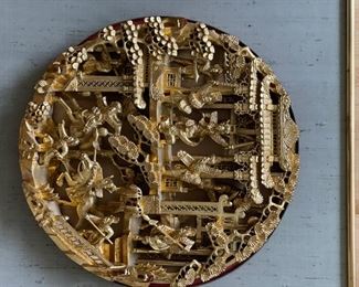 Vintage Chinese Gilt Wood Carving. Measures 17" x 17" x 3" D. Photo 2 of 4.
