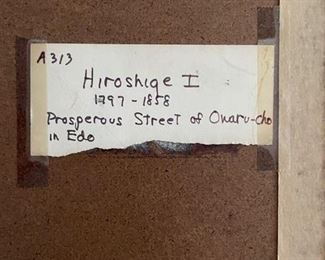 Antique Utagawa Hiroshige (1797-1858). Prosperous Street of Onaru-Cho in Edo. Woodblock Print. Framed, print measures 20" W x 14.5" H. Photo 5 of 5.