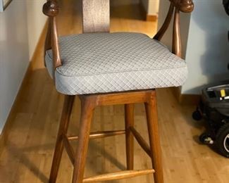 Mid-Century Rosewood Swivel Barstools. Back Height: 40"; Seat Height: 30". Photo 1 of 2.