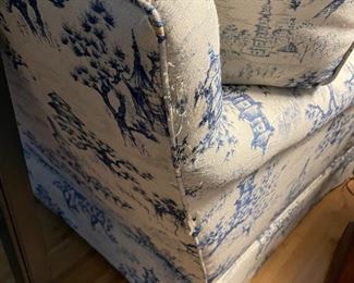 Available. Each measures 55" W x 38" D. Front & Cushions are in EXCELLENT condition but cat did scratch the top of the frame. Only noticeable if loveseat is floating in a room. Photo 2 of 4.