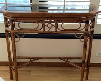 Vintage Bamboo Console with Glass Top. Measures 37" W x 32" H x 17" D. Photo 1 of 4.