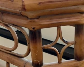 Vintage Bamboo Console with Glass Top. Measures 37" W x 32" H x 17" D. Photo 3 of 4.