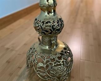 Ornate Brass Candleholder. Measures 22" H and 9" D at the base. Photo 2 of 2.