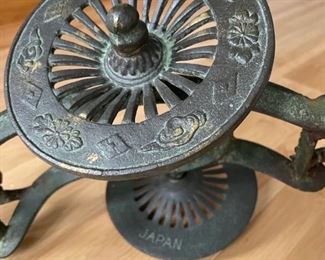 Vintage Japanese Cast Metal Rickshaw Three-Piece Cachepot. Photo 4 of 4.