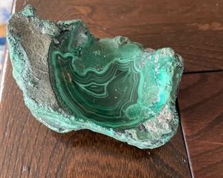 Polished malachite stone.