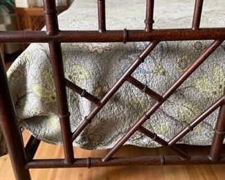 Queen Chinese Chippendale Faux Bamboo Metal Canopy Bed. Measures 84"H x 62" W 87" D. Photo 4 of 5.