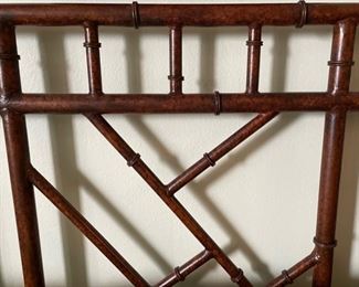 Queen Chinese Chippendale Faux Bamboo Metal Canopy Bed. Measures 84"H x 62" W 87" D. Photo 5 of 5.