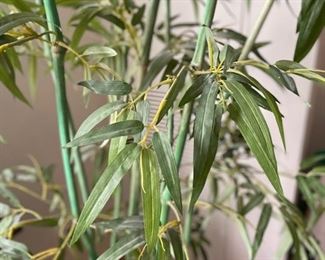 Chinese Blue & White Chinoiserie Fish Bowl with Faux Bamboo Plant. Photo 3 of 3.