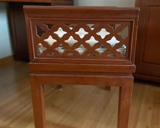 Vintage Hand-Made Teak Dressing Table (or desk) with Bench and Mirror. Table measures 59" W x 20" D x 31" H with 24" H clearance. Photo 5 of 7.