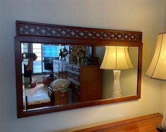 Vintage Hand-Made Teak Dressing Table (or desk) with Bench and Mirror. Table measures 59" W x 20" D x 31" H with 24" H clearance. Photo 6 of 7.