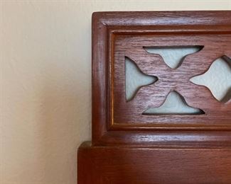 Vintage Hand-Made Teak Dressing Table (or desk) with Bench and Mirror. Table measures 59" W x 20" D x 31" H with 24" H clearance. Photo 7 of 7.