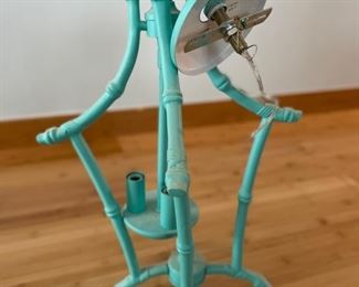 Pagoda-Style Faux Bamboo Three Socket Chandelier. Measures approximately 23" H. Photo 2 of 3.