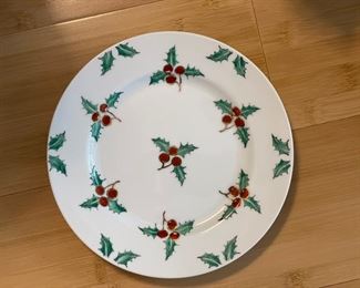 Vintage Limited Edition OverJoy Hong Kong Hand-Painted Holly China: 40 Salad/Dessert Plates. Photo 6 of 7.