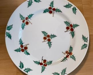 Vintage Limited Edition OverJoy Hong Kong Hand-Painted Holly China: 10 Dinner Plates. Photo 5 of 7.