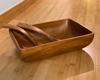 Vintage Rectangle Teak Salad Bowl.