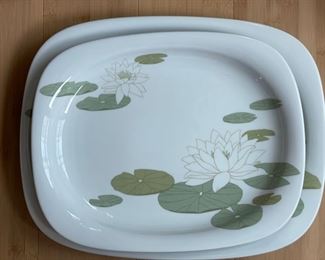 Rosenthal China Water Lily Suomi Pattern Serving Platters - 3 available. Two measure 10" x 13"; one measures 12" x 15".