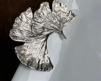 Porcelain Serving Tray with "Ginko Leaf" Handles. Photo 2 of 2.