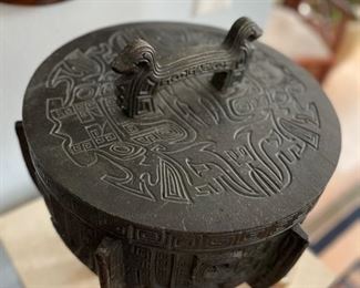 Vintage James Mont Faux Bronze Burmese Ice Bucket Barware Made Taiwan. Photo 2 of 4.