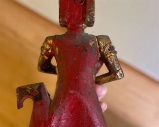 Set of 3 Vintage Gilt Carved Wood Thai Figures of Siamese Musicians. Each measures approximately 8ʺ W × 5ʺ D × 14ʺ H. Photo 4 of 4.