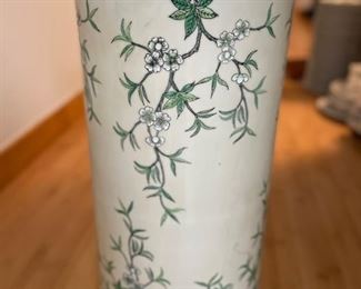 Vintage Hand-Painted OverJoy Porcelain Umbrella Stand. Photo 1 of 4.