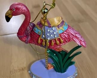 Danbury Mint Carousel Collection Christmas Ornament: Pink Flamingo.