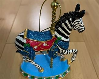 Danbury Mint Carousel Collection Christmas Ornament: Zebra.